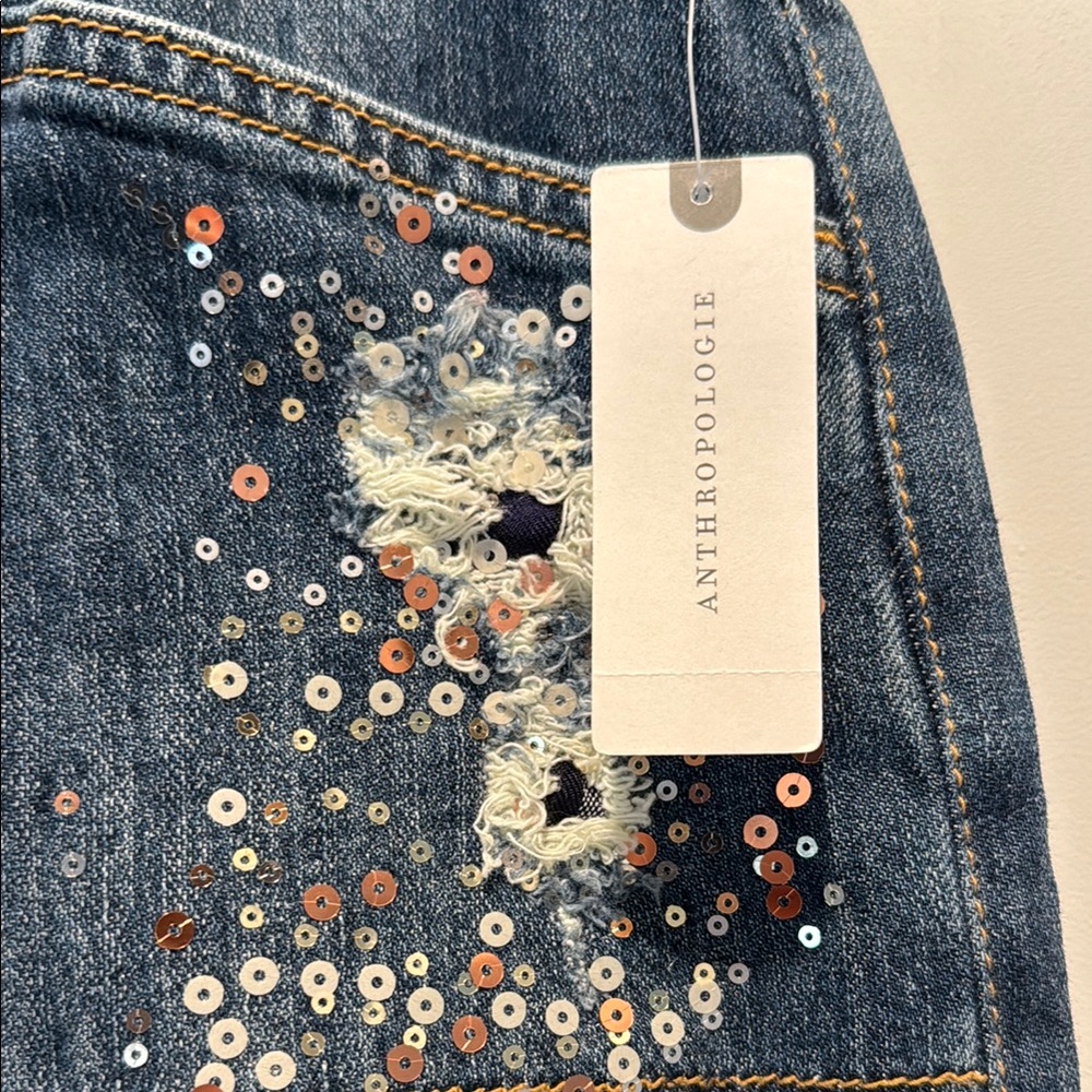 Anthropologie Denim with Sequin Accents